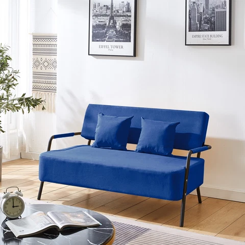 Mid-Century Modern Small Space Sofa With 2 Pillows, Sofa Couch For Living Room Cover