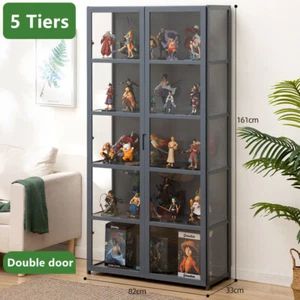 Display Cabinet 4/5-Tiers Double-door Showcase Storage Collection Display Case - Picture 1 of 20