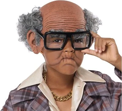 Kit de bola taco antigo peruca careca fantasia vestido Halloween criança fantasia acessório 2 CORES - Imagem 1 de 2