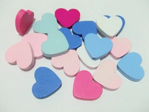 15pz misti perline in legno cuore 21x23mm colore vari bijoux - Foto 1 di 1