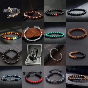 Energy Healing Stretch Bracelet Natural Stone Multi-Style Bracelet For Men Women - Picture 1 of 126