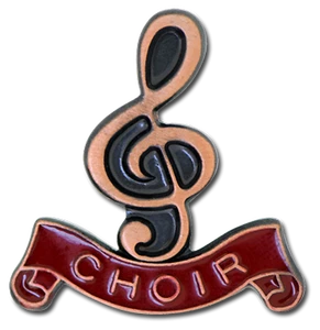 Pin de coro de bronce insignia clave de agudos en esmalte rojo - Imagen 1 de 1