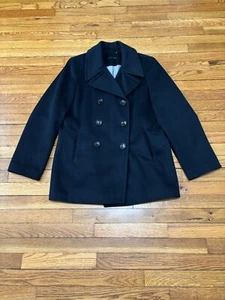 Calvin Klein Pavone Donna Tg 14 Nero Doppiopetto Misto Lana Classico - Foto 1 di 7