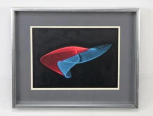 Vintage Mid Century Modern Silkscreen Print Op Art Warped Space Neon Graphic - Picture 1 of 5