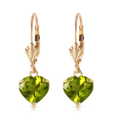 3.25 CTW 14K Solid Gold Leverback Earrings Natural Peridot - Image 1 of 4