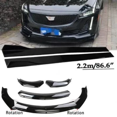 Front Bumper Lip Spoiler Side Skirt For Cadillac Escalade Glossy Black - Image 1 of 4
