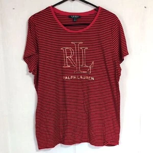 Camiseta Lauren Ralph Lauren Roja Negra Rayas Grande Logo Talla XXL - Imagen 1 de 5