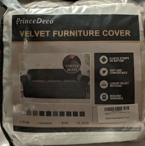 Prince Deco 2pc Slipcovers Chair and Ottoman Stretch Velvet Taupe - Picture 1 of 7