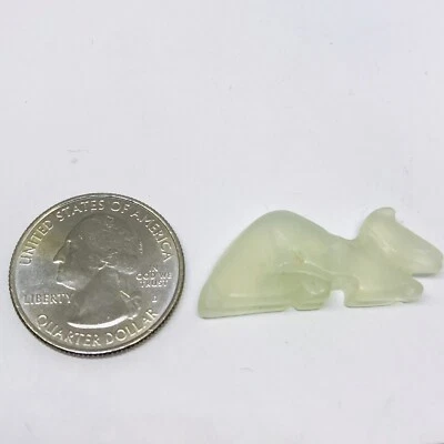 ANTIQUE PENDANT WHITE ICY JADE CARVED ANIMAL KANGAROO SPHINX JADEITE 20.2 CTS. - Image 1 of 3