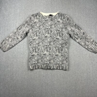 Suéter Talbots para mujer M (se adapta a los más pequeños) gris floral cachemir puro suave tejido acogedor Foto 1 de 4