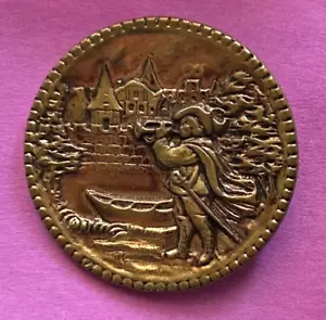 Extra Large Antique "Trumpeter of Sackingen" Button, 1-1/2" Diameter - Picture 1 of 2