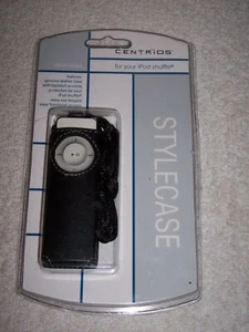 Centrios Black Genuine Leather Stylecase For iPod Shuffle Topstitch Accents~NEW - Picture 1 of 6