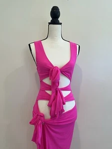 Superdown Nelly Sheer Maxi Dress - Size Small in Hot Pink - Picture 1 of 3