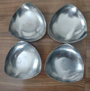 Vtg Lot 4 Lundtofte Denmark Stainless Steel Footed Dish Candle MCM Danish Modern - Picture 1 of 3