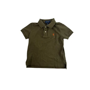 Polo Ralph Lauren Polo Shirt Classic Fit Olive GreenOrange Pony Logo Boys 4/4T - Picture 1 of 5