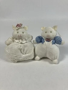Vintage Stoff Leinen Me. Und Mrs. Schwein Ornamente, Weihnachten - Bild 1 von 10
