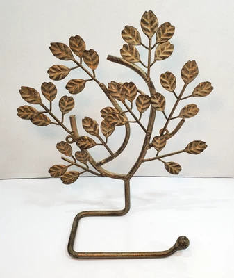 复古装饰金属壁挂式手巾架树图案黄铜色调 — 第 1/4 张图片