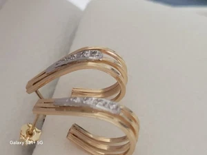 Estate Diamond And 14k Gold Earrings - Picture 1 of 9