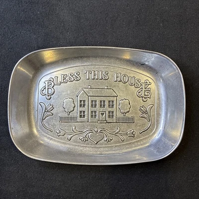 Wilton Armetale Metal Serving Tray "Bless This House" Made In USA #601012 - Image 1 of 4