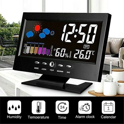 LCD Digital Alarm Wecker Tischuhr Alarmwecker mit Temperaturanzeige Kalender DE - Bild 1 von 4