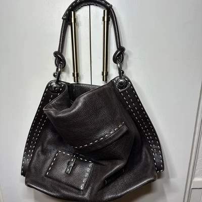 Bolso de Mano BCBGMaxAzria Mediano Firma Bolso Hobo Cuero Guijarro Negro Foto 1 de 4
