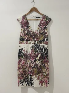 Events whimsical floral garden dress womens size 12 pleats chic cap sleeves - Picture 1 of 9