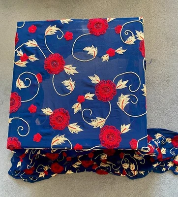 Embroidered & beaded silk chiffon fabric, v good condition 41"W x  98"L. - Image 1 of 4