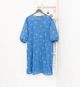 Gudrun Sjoden Dress Floral Blue Organic Cotton Pockets 3/4 Sleeve Dress XXL - Picture 1 of 11