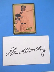 Gene Woodling Autograph on 3" X 5" Index card with Baseball card - Picture 1 of 2