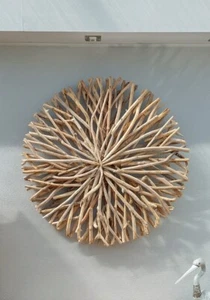 Large Driftwood Circle Wall Plaque Hand made Bali Wooden Giant Wall Art 80cm - Picture 1 of 7