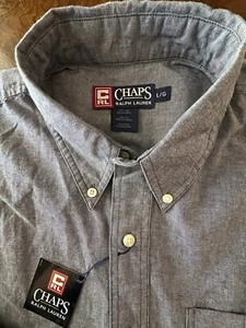 Ralph Lauren CHAPS Mens Size Large Button Down Shirt Long Sleeve Gray NWT - Picture 1 of 8