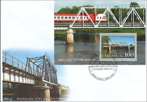 Architecture Iron Bridge Aiviekste River Locomotive Train Latvia FDC Sheet 2007 - Picture 1 of 1