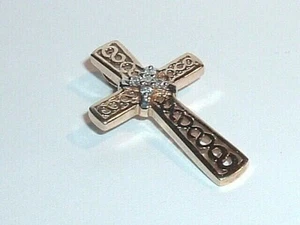10k GELBGOLD DIAMANT KREUZ ANHÄNGER CHARM - Bild 1 von 3