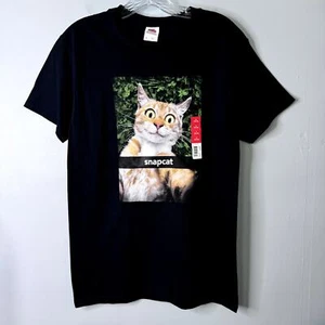 Camiseta Snapcat Naranja Gato Selfie Gráfico Manga Corta Negra Para Hombre Talla S (34/36) - Imagen 1 de 12