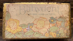 Antique Vintage Anthropomorphic Babydent Metal Tin Flowers Babies D&P Products  - Picture 1 of 12