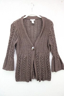 Tweeds 3/4 Belled Sleeves Open Front Knit Sweater-Size Small - Image 1 of 4