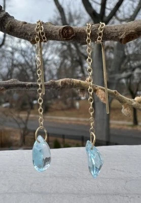 14k JCM Gold Threader Earrings - Image 1 of 4