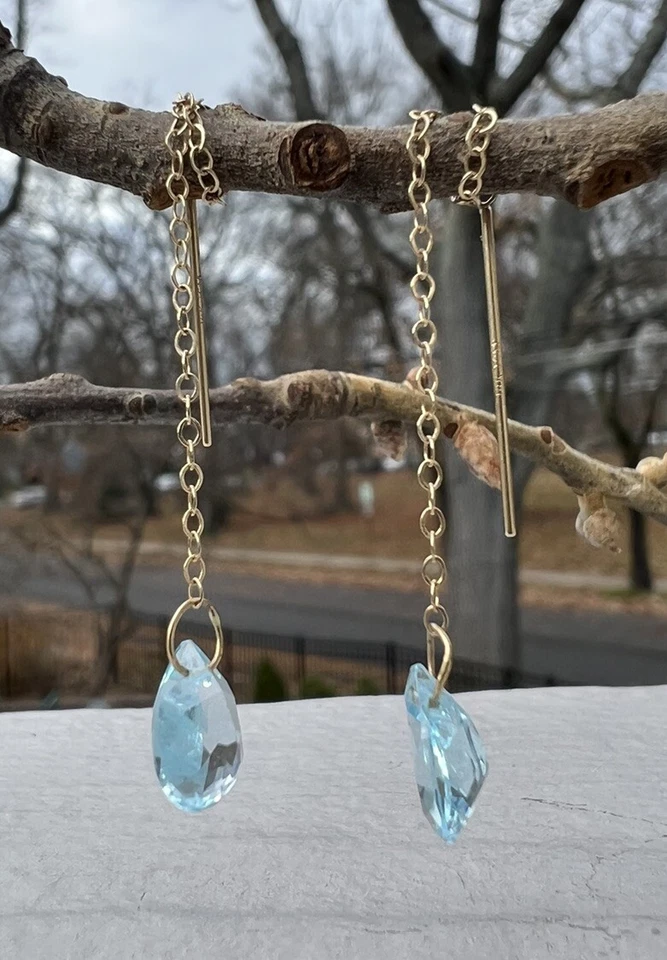 14k JCM Gold Threader Earrings - Image 1 of 4