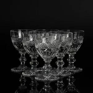 Kristall Glas Trinkgläser Set von 6 Sherry St. Louis Trianon Mid Century - Picture 1 of 7