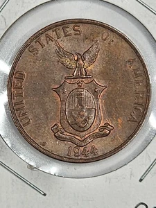 1944-S U.S. Philippines 1 Centavo KM#179 High Grade - Picture 1 of 2