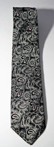 Corbata geométrica Elaan para hombre 57" negra plateada con detalles rojos trabajo profesional - Imagen 1 de 3