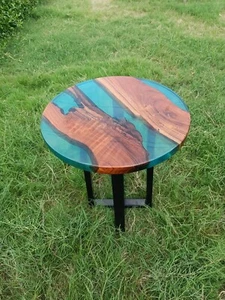 Natural Clear Transparent Resin River Coffee End Side Table Tops Handmade Gift - Picture 1 of 13