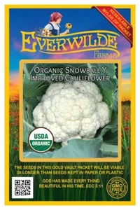 250 Organic Snowball Y Improved Cauliflower Seeds - Everwilde Farms Mylar Packet - Picture 1 of 3