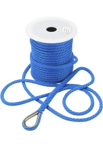 3/8" 50FT Boat Marine Anchor Dock Line Premium Solid MFP Braided Rope Thimble - Picture 1 of 3