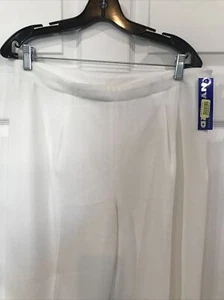 Pantalones de vestir para mujer Peter Nygard 10 marfil blanco crepé forrados plisados - Imagen 1 de 7