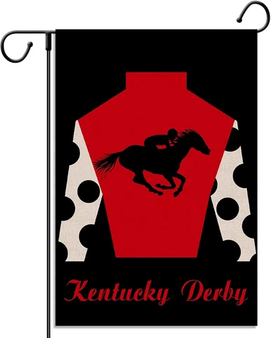 Kentucky Derby Garden Flag Jockey Churchill Downs Horse Racing Yard Outdoor Cover