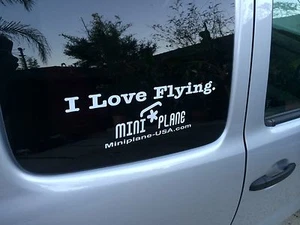 I Love Flying. Adesivo auto paramotore miniplano vinile, BIANCO taglia piccola - Foto 1 di 7