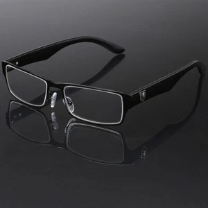 Herren Frauen nicht verschreibungspflichtig klare UV-Linse modische Brille schwarz silberne Rahmen - Bild 1 von 7