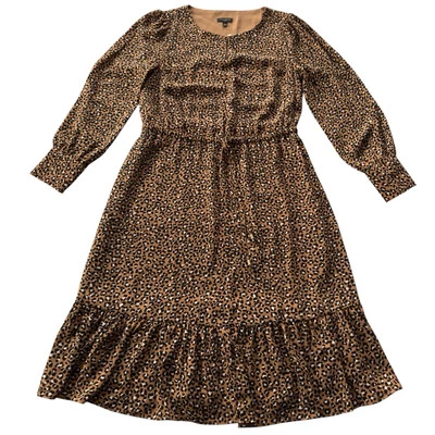 Talbots Soft Leopard Print Fit&Flare Lined Pullover Long Sleeve Midi Dress Sz 4P - Image 1 of 4