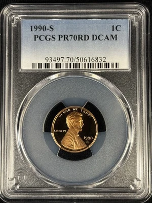 1990-S Lincoln Cent • PCGS PR70 RD DCAM • Proof 1 C • Deep Cameo Mirror Finish - Image 1 of 4